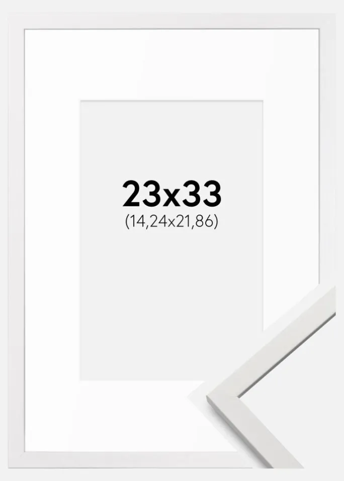 Ramme Edsbyn Hvid 23x33 cm - Passepartout Hvid 6x9 inches