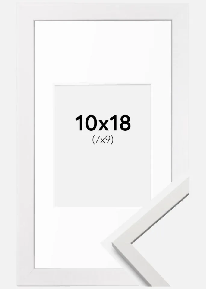 Ramme Edsbyn Hvid 10x18 cm - Passepartout Hvid 8x10 cm