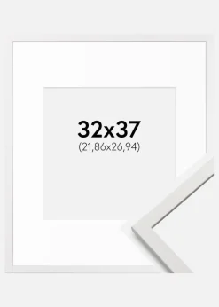 Ramme Edsbyn Hvid 32x37 cm - Passepartout Hvid 9x11 inches