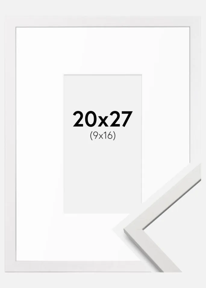 Ramme Edsbyn Hvid 20x27 cm - Passepartout Hvid 10x17 cm