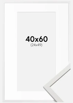 Ramme Edsbyn Hvid 40x60 cm - Passepartout Hvid 25x50 cm