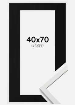 Ramme Edsbyn Hvid 40x70 cm - Passepartout Sort 25x60 cm