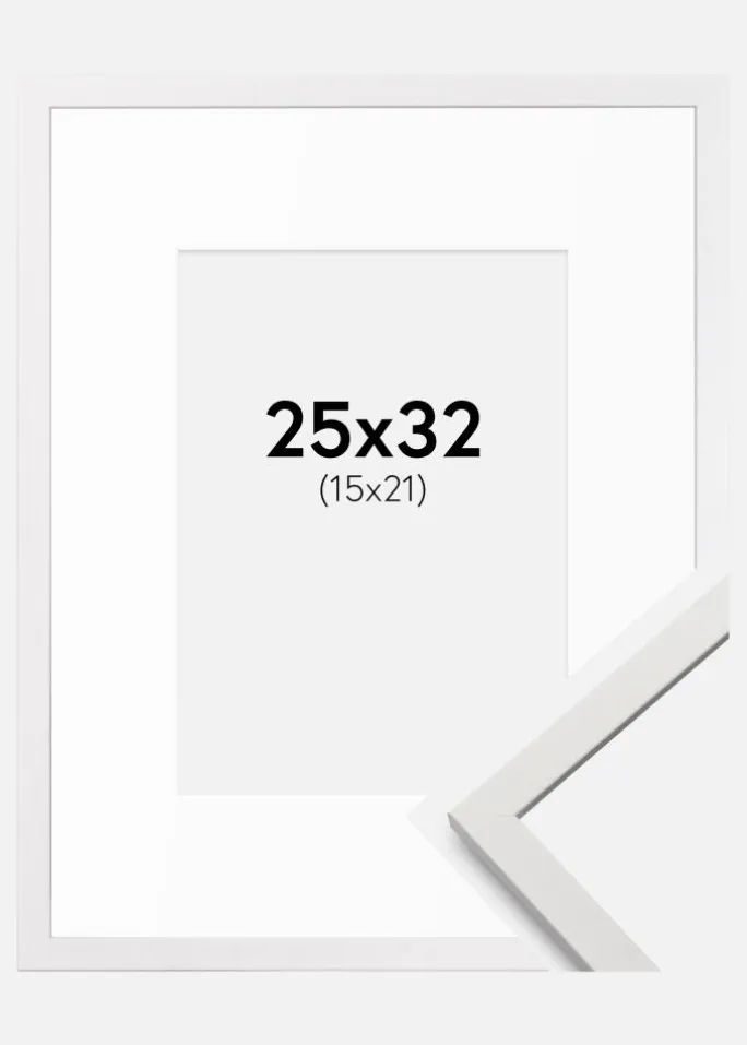 Ramme Edsbyn Hvid 25x32 cm - Passepartout Hvid 16x22 cm