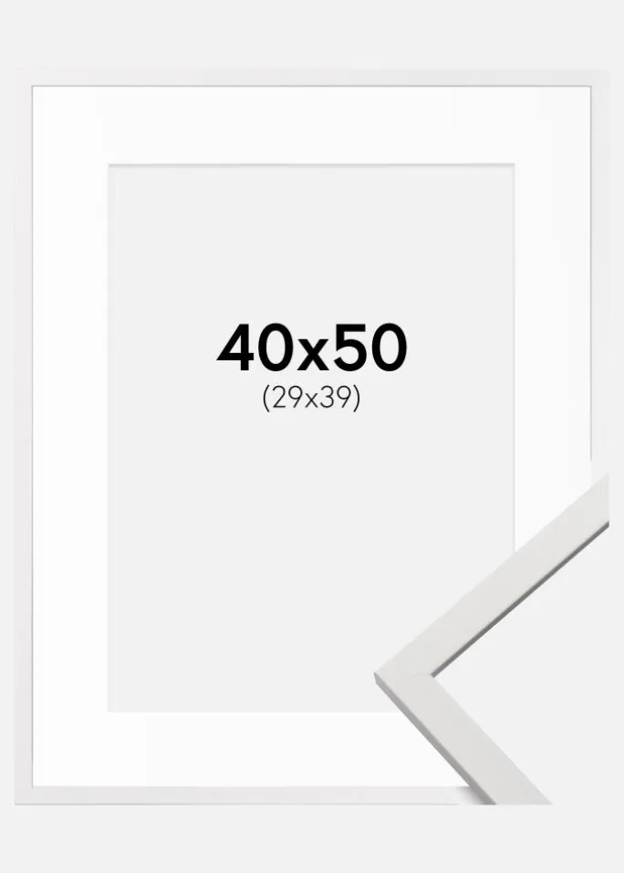 Ramme Edsbyn Hvid 40x50 cm - Passepartout Hvid 30x40 cm