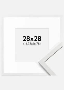 Ramme Edsbyn Hvid 28x28 cm - Passepartout Hvid 7x7 inches