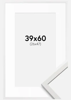 Ramme Edsbyn Hvid 39x60 cm - Passepartout Hvid 27x48 cm
