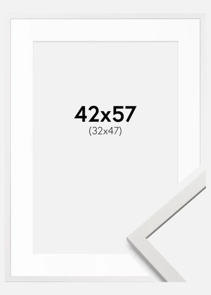 Ramme Edsbyn Hvid 42x57 cm - Passepartout Hvid 33x48 cm