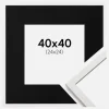 Ramme Edsbyn Hvid 40x40 cm - Passepartout Sort 25x25 cm