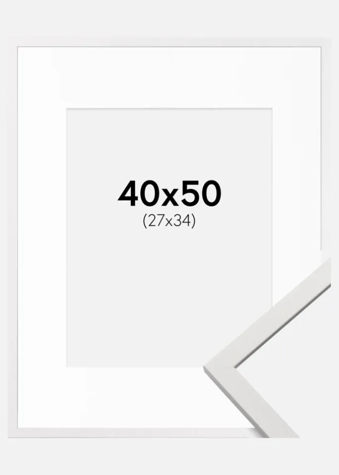 Ramme Edsbyn Hvid 40x50 cm - Passepartout Hvid 28x35 cm