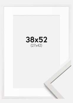 Ramme Edsbyn Hvid 38x52 cm - Passepartout Hvid 28x43 cm