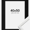 Ramme Edsbyn Hvid 40x50 cm - Passepartout Sort 29,7x42 cm (A3)