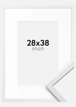 Ramme Edsbyn Hvid 28x38 cm - Passepartout Hvid 18x28 cm