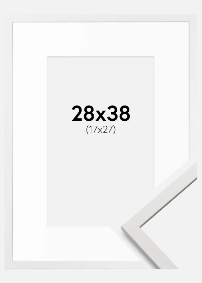 Ramme Edsbyn Hvid 28x38 cm - Passepartout Hvid 18x28 cm