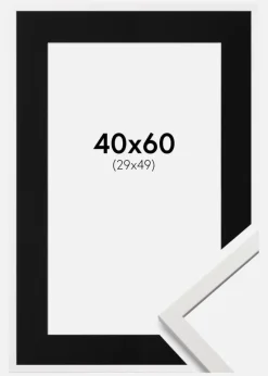 Ramme Edsbyn Hvid 40x60 cm - Passepartout Sort 30x50 cm