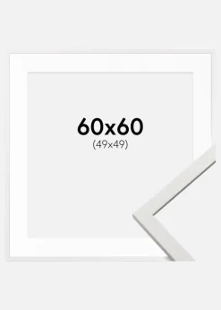Ramme Edsbyn Hvid 60x60 cm - Passepartout Hvid 50x50 cm
