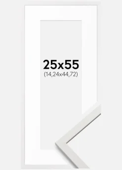 Ramme Edsbyn Hvid 25x55 cm - Passepartout Hvid 6x18 inches