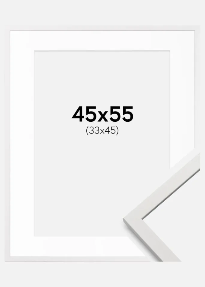 Ramme Edsbyn Hvid 45x55 cm - Passepartout Hvid 34x46 cm