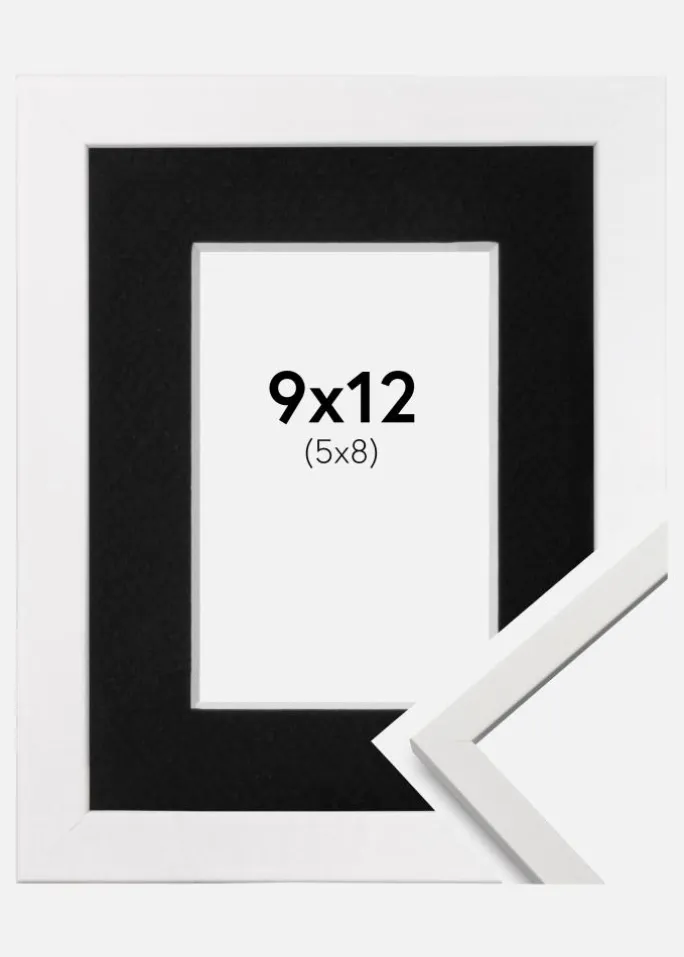 Ramme Edsbyn Hvid 9x12 cm - Passepartout Sort 6x9 cm