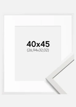 Ramme Edsbyn Hvid 40x45 cm - Passepartout Hvid 11x13 inches