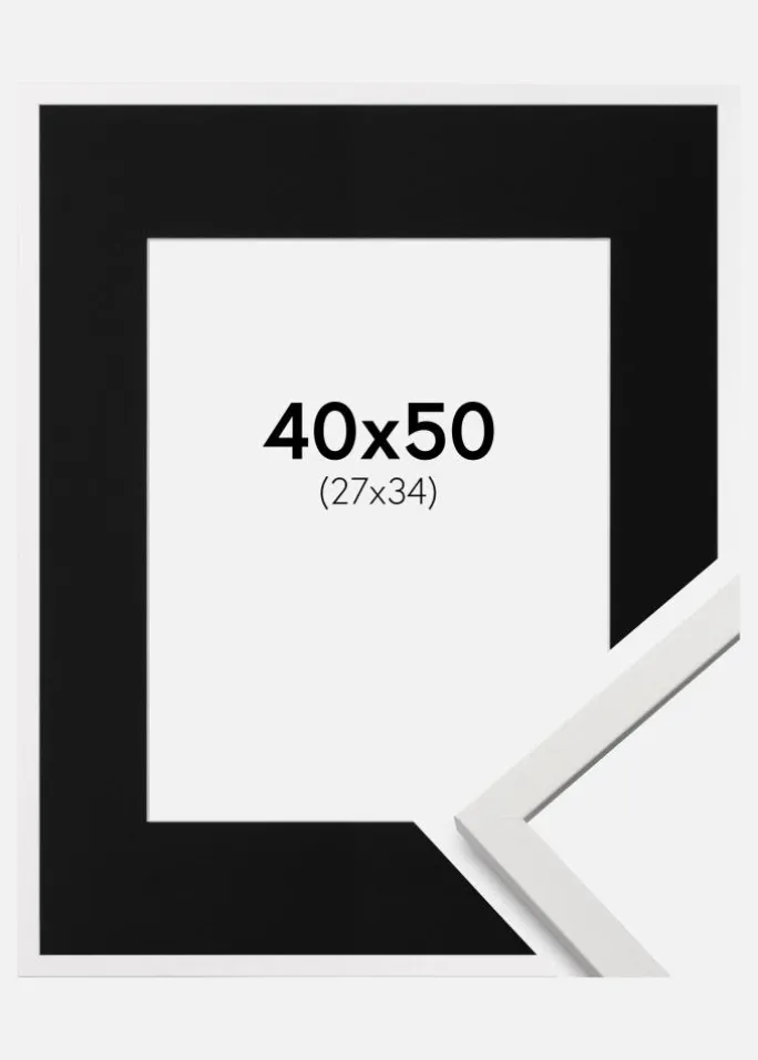 Ramme Edsbyn Hvid 40x50 cm - Passepartout Sort 28x35 cm