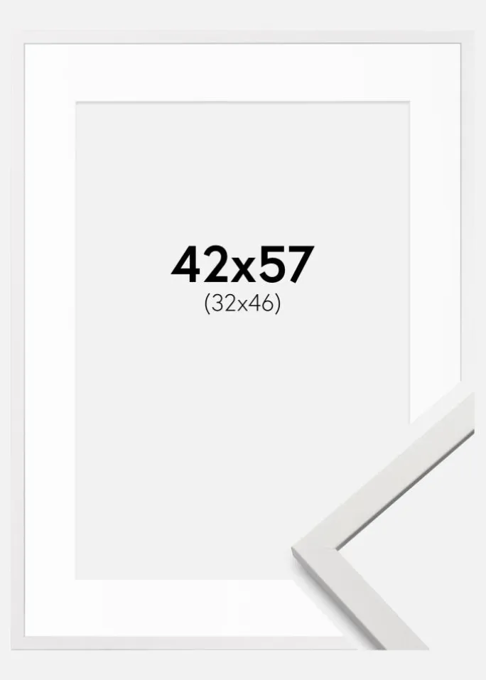 Ramme Edsbyn Hvid 42x57 cm - Passepartout Hvid 33x47 cm