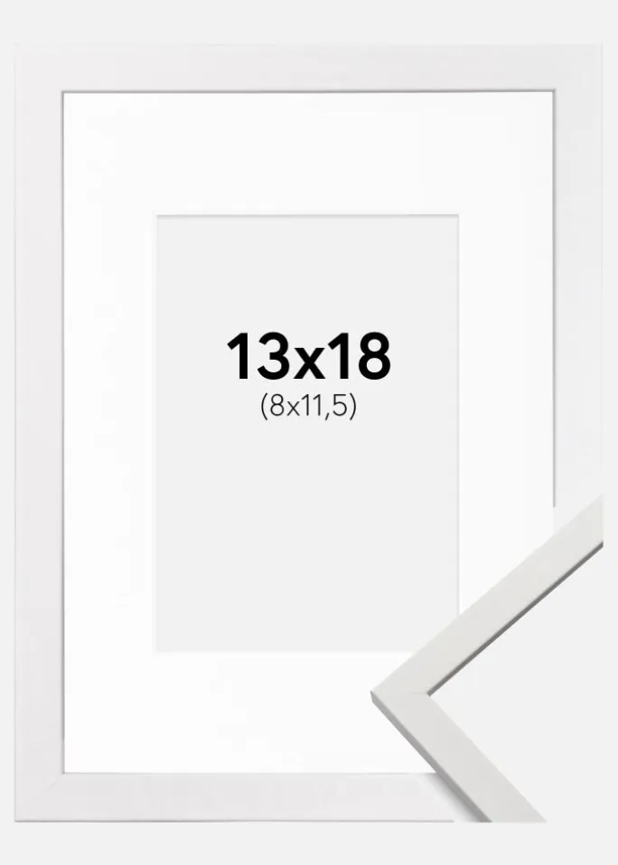 Ramme Edsbyn Hvid 13x18 cm - Passepartout Hvid 9x12 cm