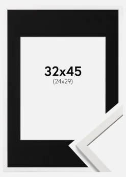 Ramme Edsbyn Hvid 32x45 cm - Passepartout Sort 25x30 cm