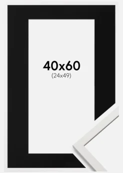 Ramme Edsbyn Hvid 40x60 cm - Passepartout Sort 25x50 cm