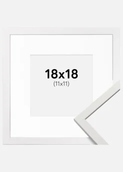 Ramme Edsbyn Hvid 18x18 cm - Passepartout Hvid 12x12 cm