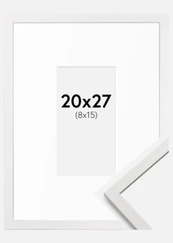 Ramme Edsbyn Hvid 20x27 cm - Passepartout Hvid 9x16 cm