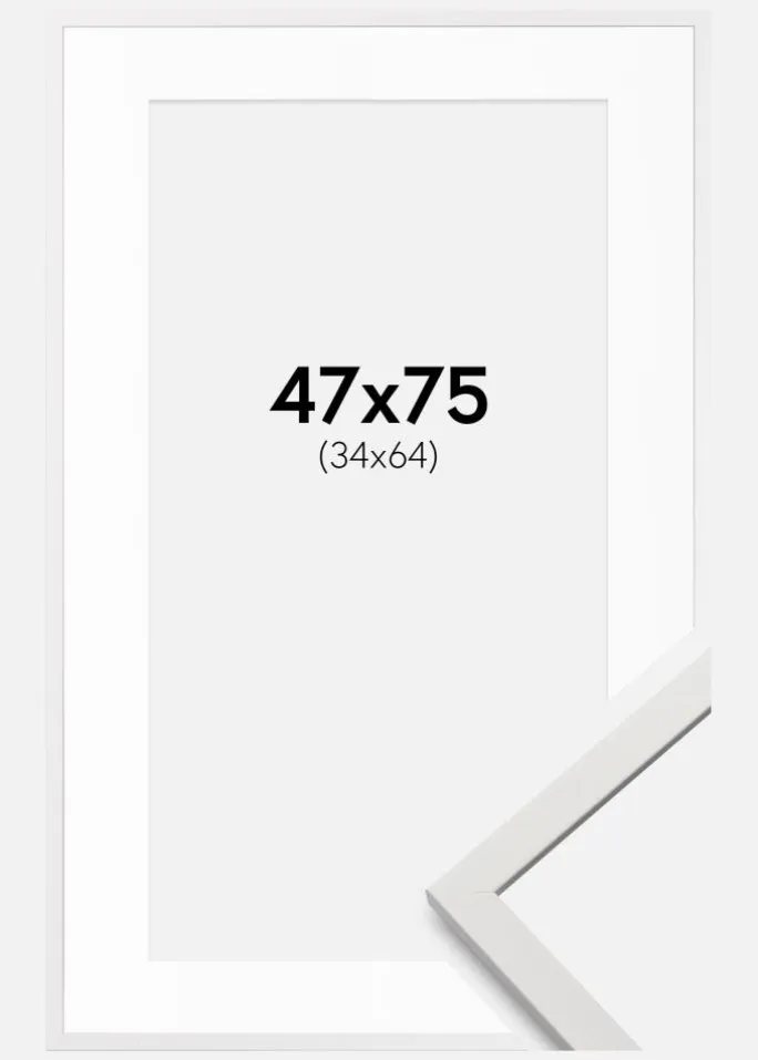Ramme Edsbyn Hvid 47x75 cm - Passepartout Hvid 35x65 cm
