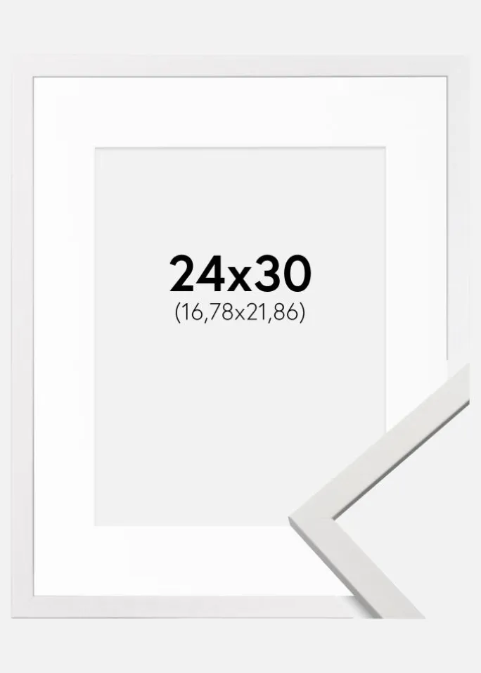 Ramme Edsbyn Hvid 24x30 cm - Passepartout Hvid 7x9 inches (17,78x22,86 cm)