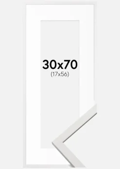 Ramme Edsbyn Hvid 30x70 cm - Passepartout Hvid 18x57 cm