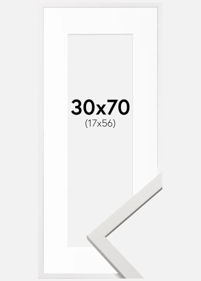 Ramme Edsbyn Hvid 30x70 cm - Passepartout Hvid 18x57 cm