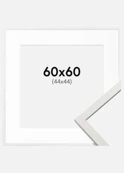 Ramme Edsbyn Hvid 60x60 cm - Passepartout Hvid 45x45 cm