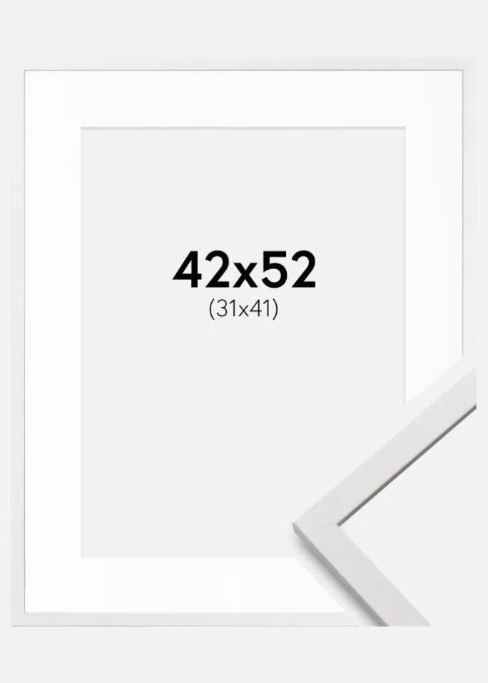 Ramme Edsbyn Hvid 42x52 cm - Passepartout Hvid 32x42 cm