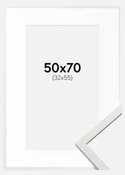 Ramme Edsbyn Hvid 50x70 cm - Passepartout Hvid 33x56 cm