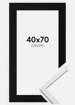 Ramme Edsbyn Hvid 40x70 cm - Passepartout Sort 30x60 cm