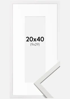 Ramme Edsbyn Hvid 20x40 cm - Passepartout Hvid 10x30 cm