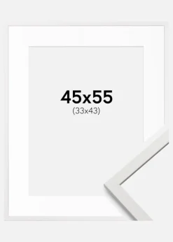 Ramme Edsbyn Hvid 45x55 cm - Passepartout Hvid 34x44 cm