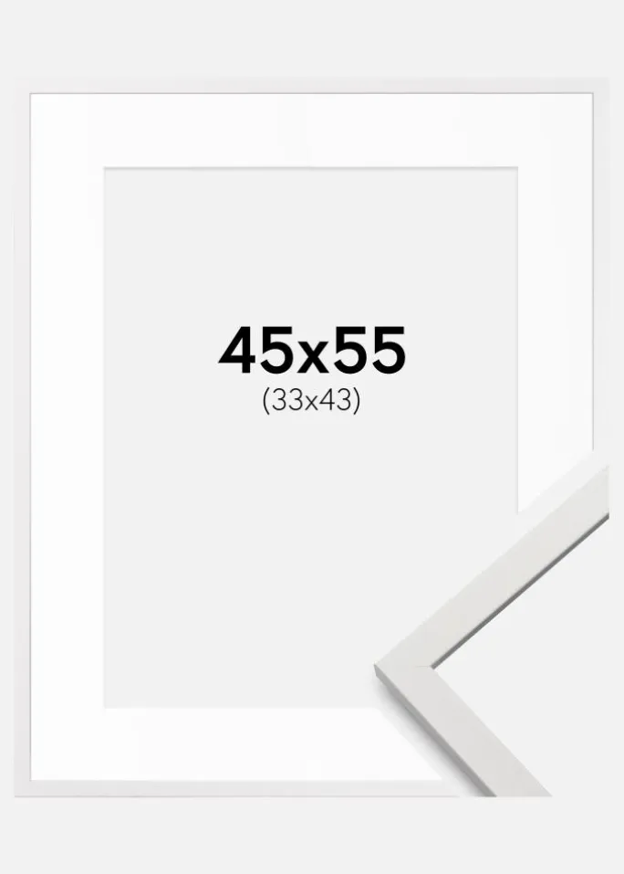 Ramme Edsbyn Hvid 45x55 cm - Passepartout Hvid 34x44 cm