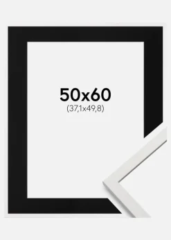 Ramme Edsbyn Hvid 50x60 cm - Passepartout Sort 15x20 inches (38,1x50,8 cm)