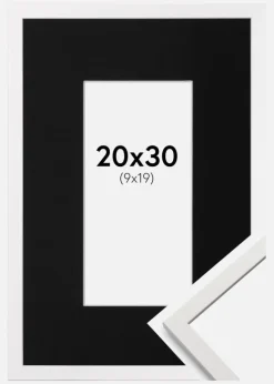 Ramme Edsbyn Hvid 20x30 cm - Passepartout Sort 10x20 cm