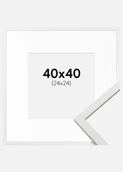 Ramme Edsbyn Hvid 40x40 cm - Passepartout Hvid 25x25 cm
