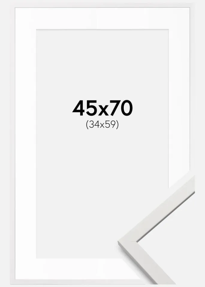 Ramme Edsbyn Hvid 45x70 cm - Passepartout Hvid 35x60 cm