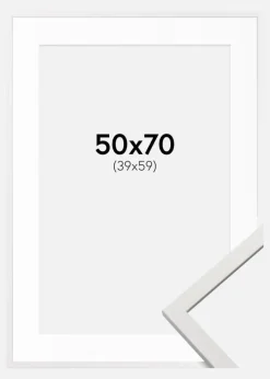 Ramme Edsbyn Hvid 50x70 cm - Passepartout Hvid 40x60 cm