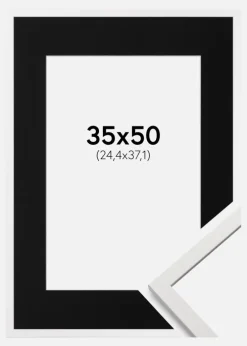 Ramme Edsbyn Hvid 35x50 cm - Passepartout Sort 10x15 inches (25,4x38,1 cm)