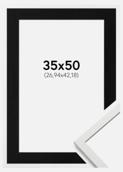 Ramme Edsbyn Hvid 35x50 cm - Passepartout Sort 11x17 inches (27,94x43,18 cm)