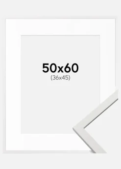Ramme Edsbyn Hvid 50x60 cm - Passepartout Hvid 37x46 cm