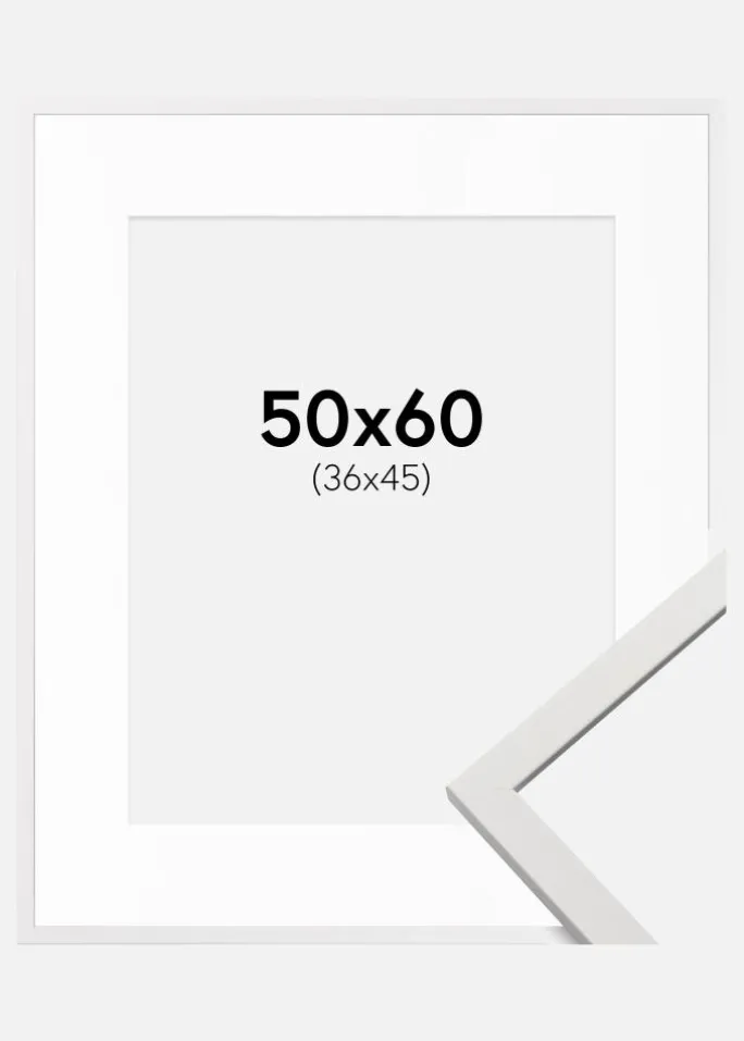 Ramme Edsbyn Hvid 50x60 cm - Passepartout Hvid 37x46 cm